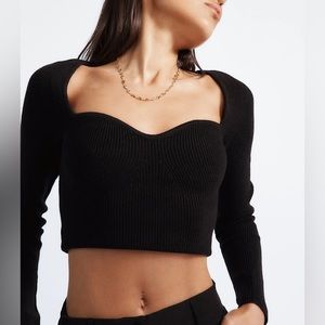 Black long sleeve knit top
